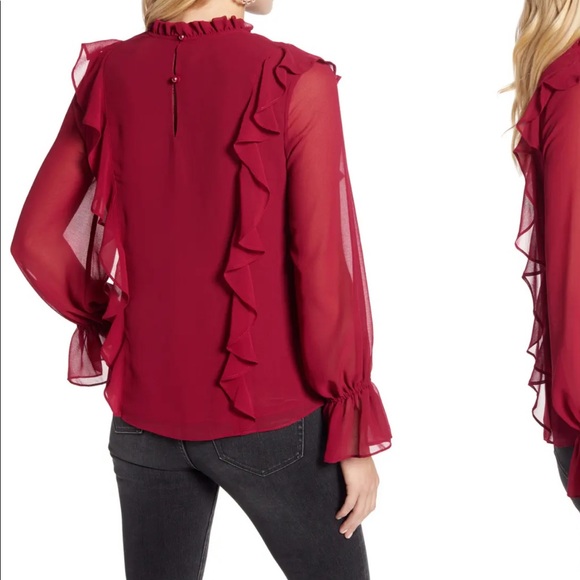 NWT Rachel Parcell Feminine Red Ruffle Top - Picture 2 of 13